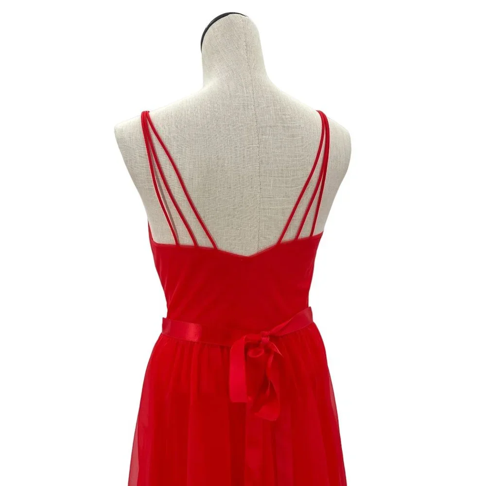 1950s Vanity Fair Ruby Red Two-Piece Nightgown & Robe Set Peignoir Boudoir - Picture 12 of 15